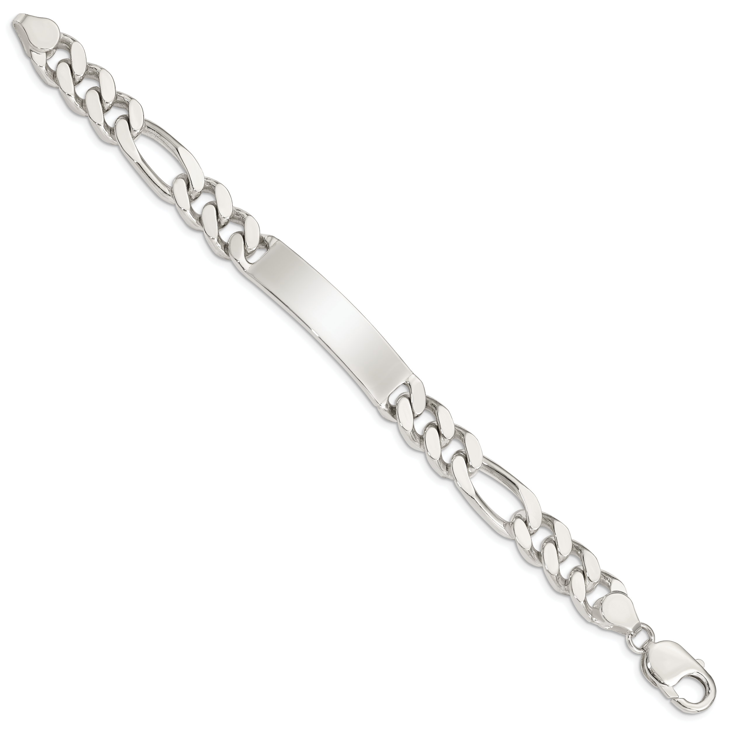Sterling Silver 8.5inch Polished Engraveable Figaro Link ID Bracelet Secondary image