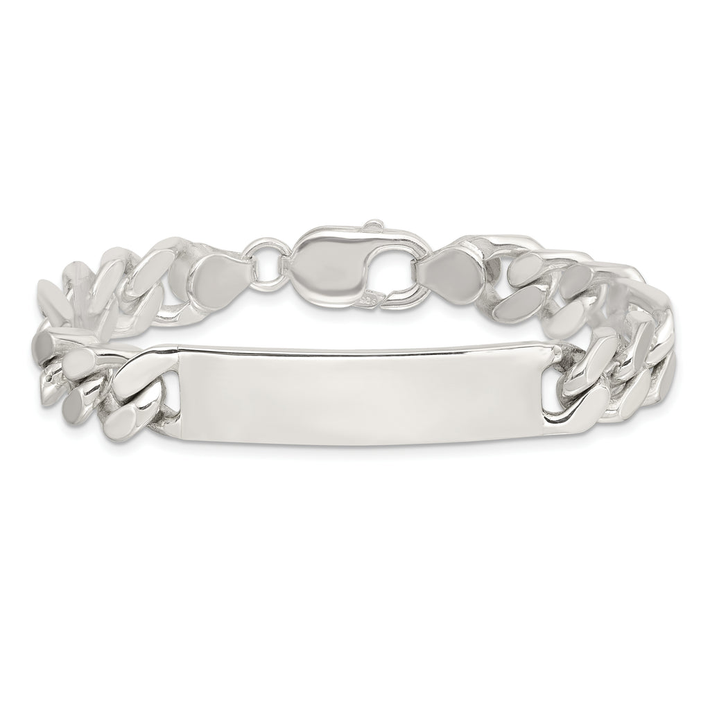 Sterling Silver Polished Engravable Figaro Link 40x10mm Plate 8.5 inch ID Bracelet