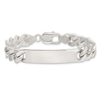 Sterling Silver Polished Engravable Figaro Link 40x10mm Plate 8.5 inch ID Bracelet