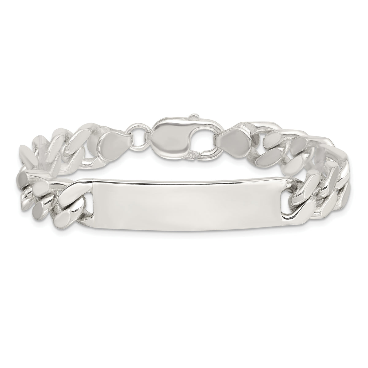 Sterling Silver Polished Engravable Figaro Link 40x10mm Plate 8.5 inch ID Bracelet