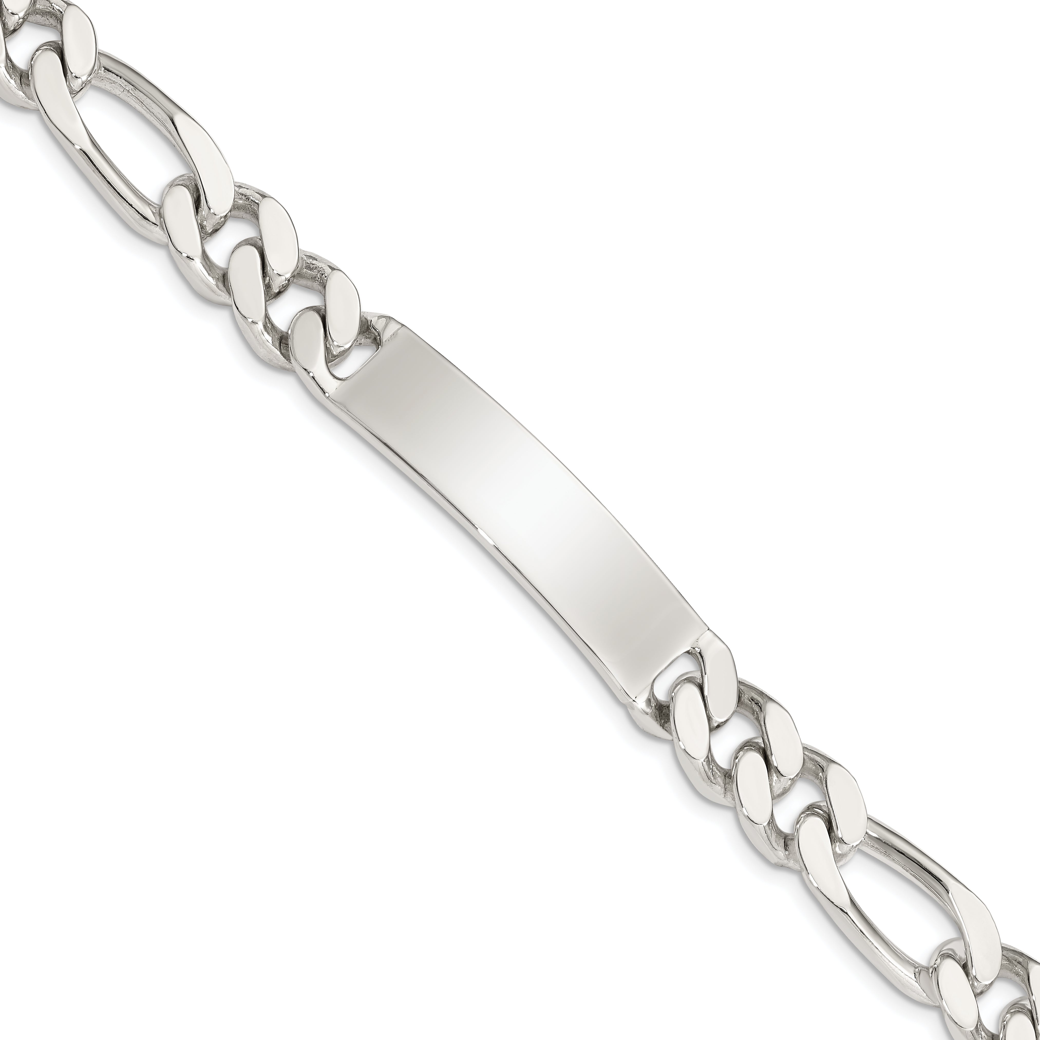 Sterling Silver 8.5inch Polished Engraveable Figaro Link ID Bracelet Main image