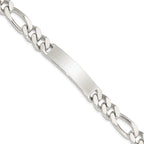 Sterling Silver Polished Engravable Figaro Link 40x10mm Plate 8.5 inch ID Bracelet