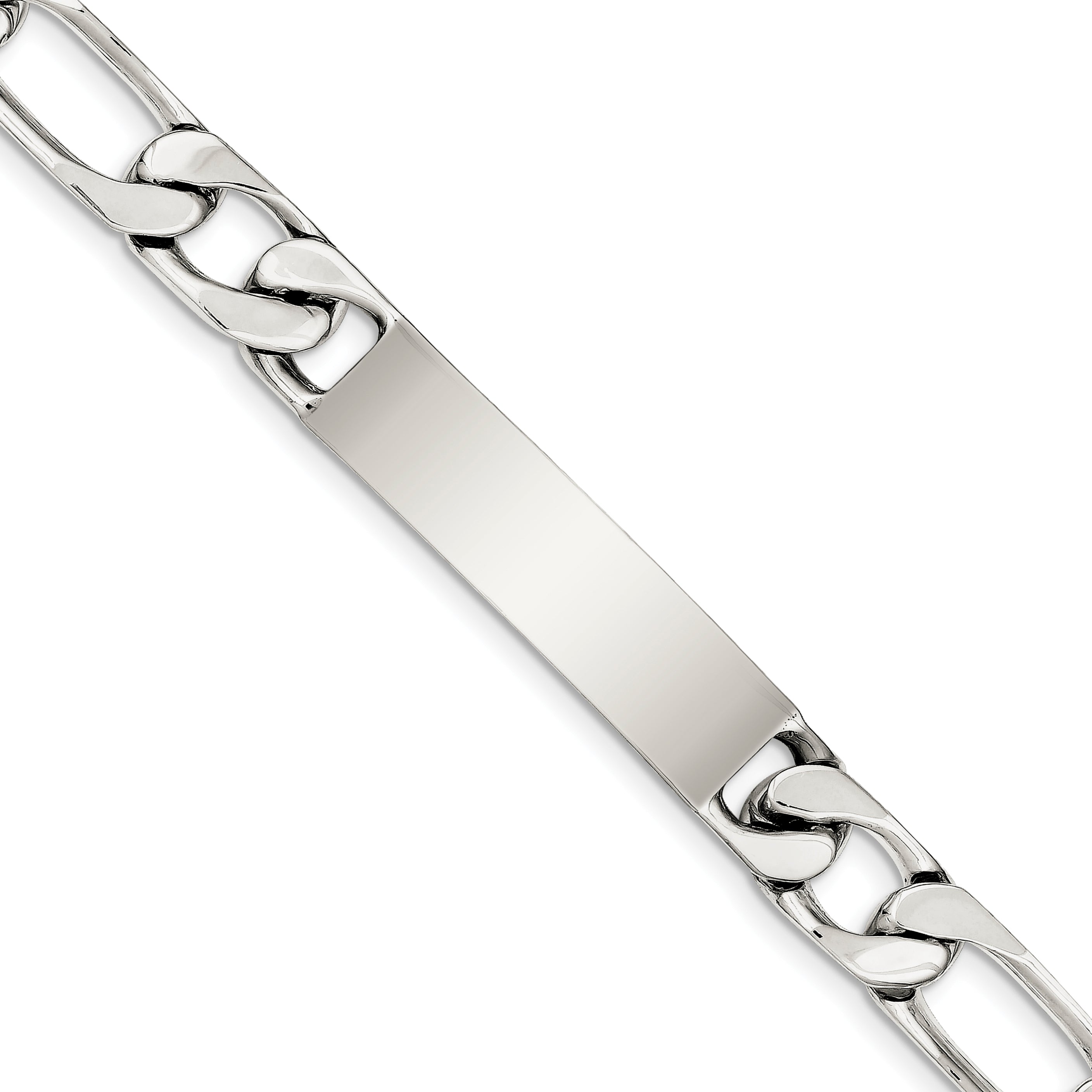 Sterling Silver 8.5 inch Polished Engraveable Figaro Link ID Bracelet Main image