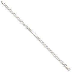 Sterling Silver 7inch Polished Engraveable 1 Figaro Link ID Bracelet