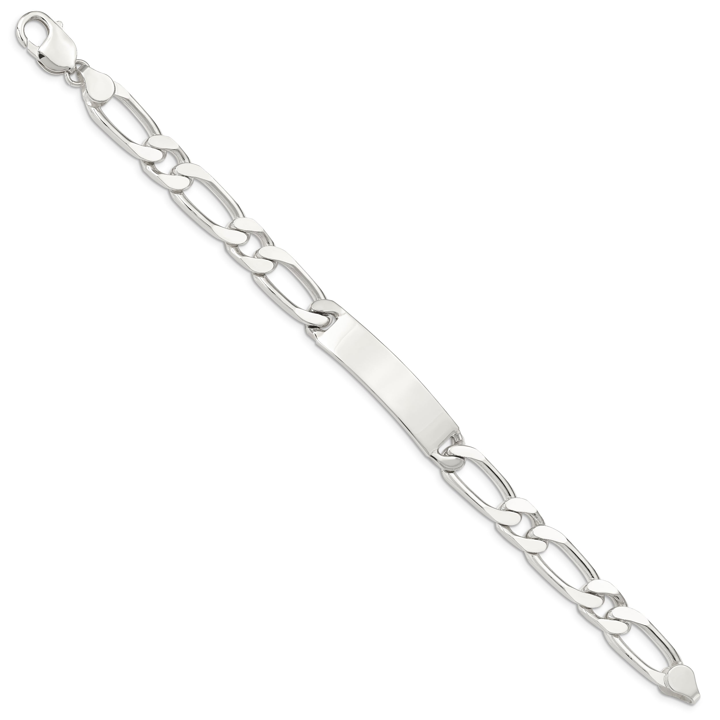 Sterling Silver 8.5inch Polished Engraveable 1 Figaro Link ID Bracelet