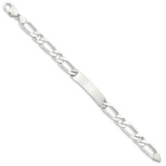 Sterling Silver 8.5inch Polished Engraveable 1 Figaro Link ID Bracelet