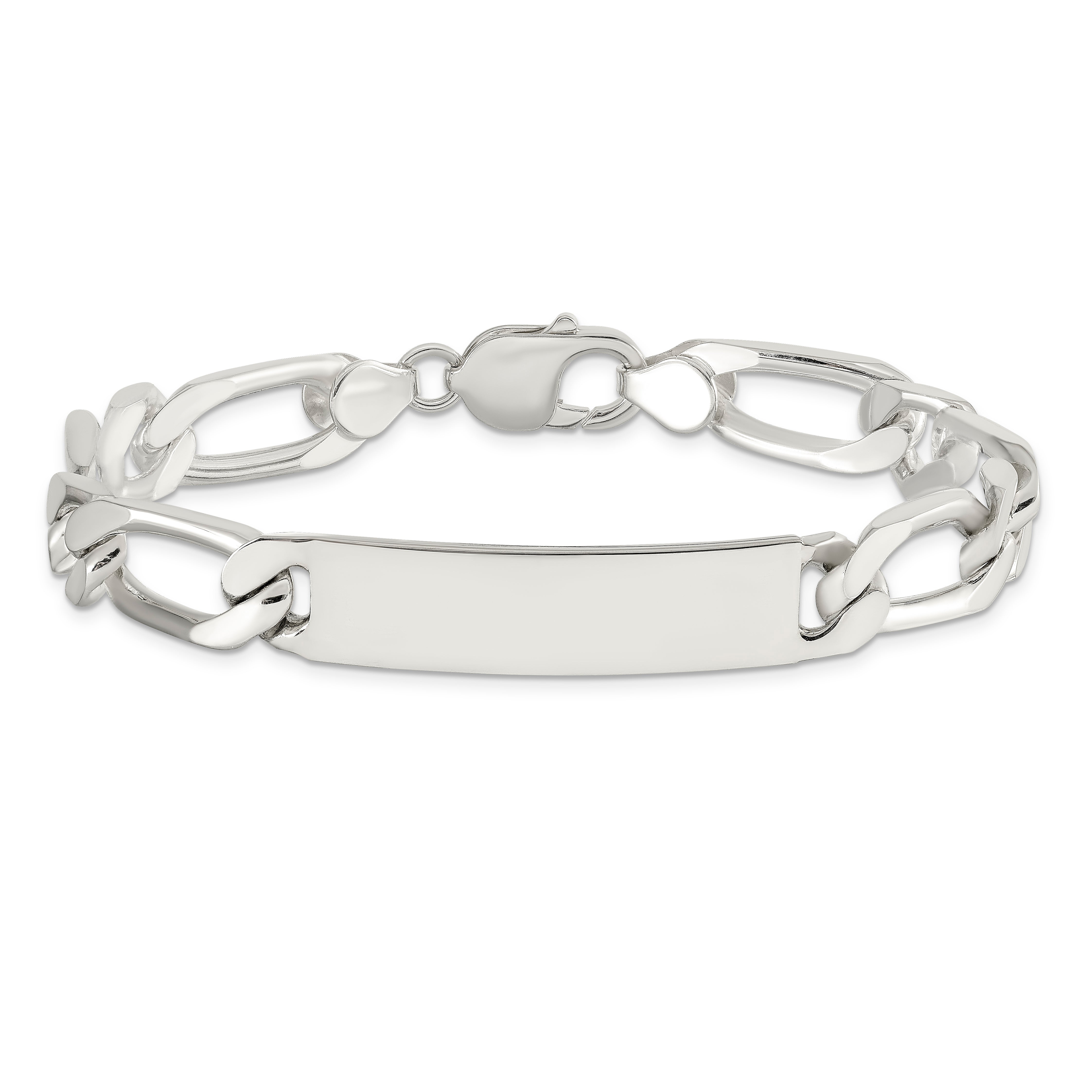 Sterling Silver 8.5inch Polished Engraveable 1 Figaro Link ID Bracelet
