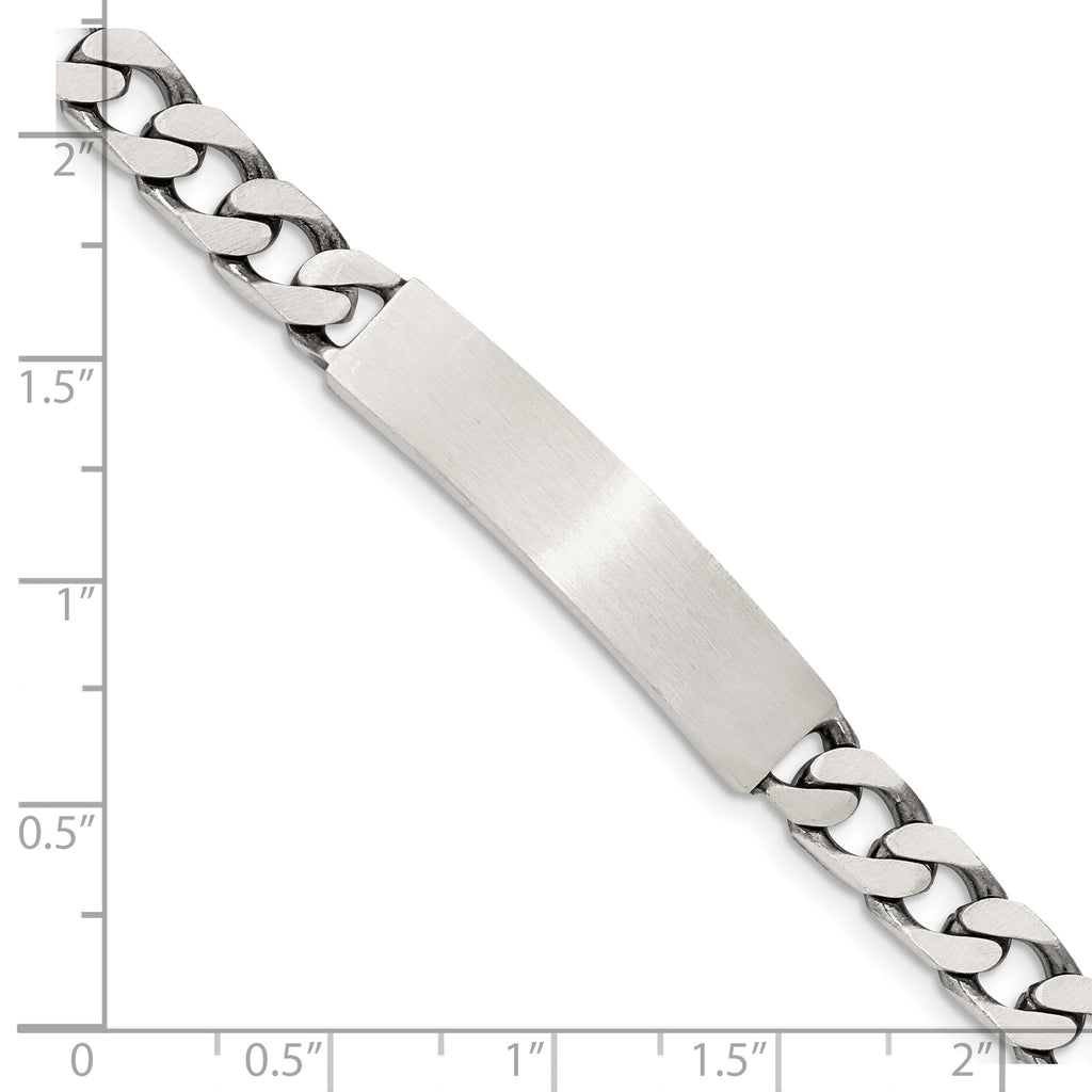 Sterling Silver 8inch Engraveable Antiqued Curb Link ID Bracelet