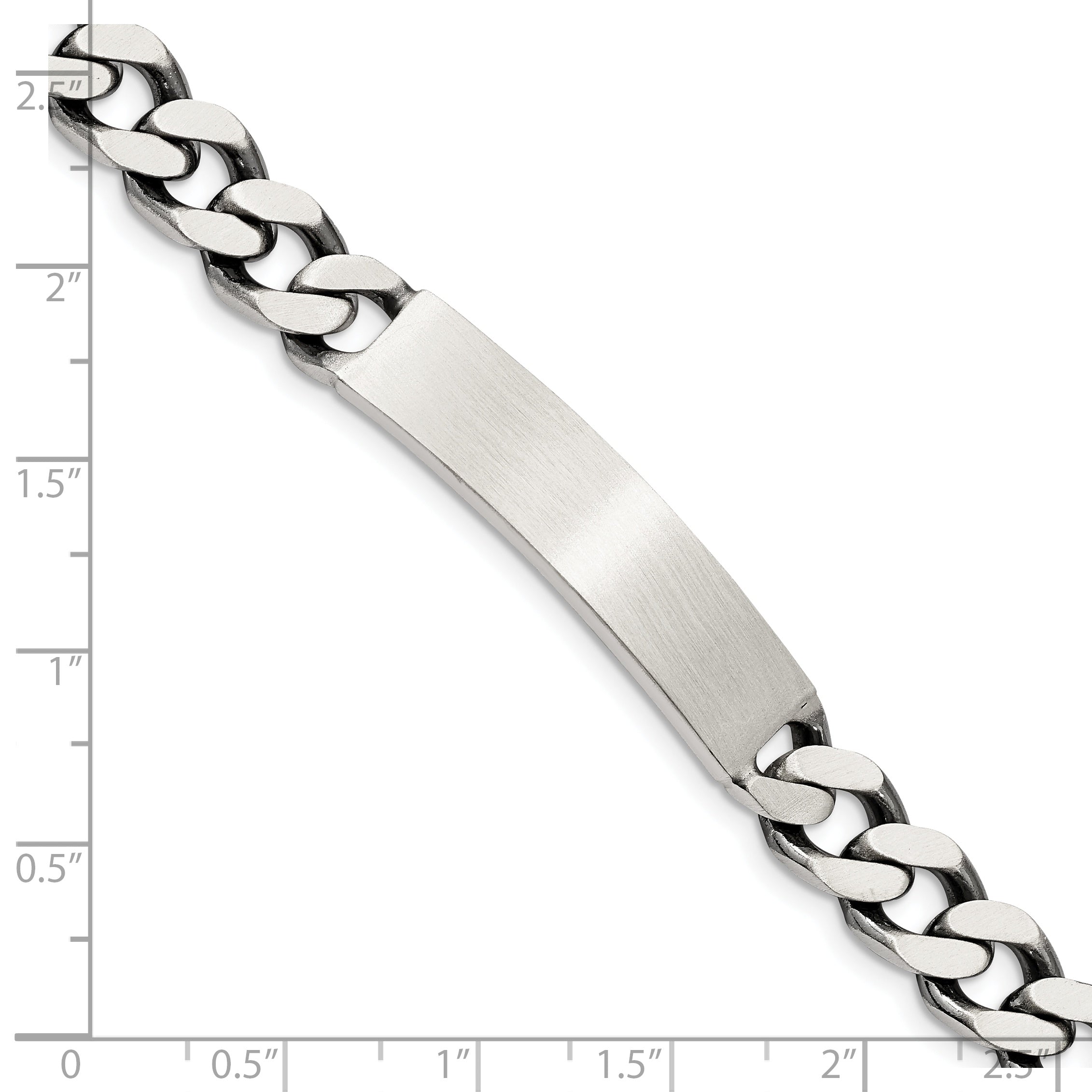 Sterling Silver 8inch Engraveable Antiqued Curb Link ID Bracelet