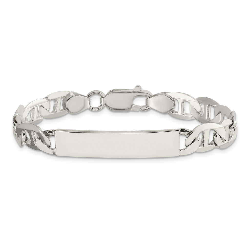 Sterling Silver Polished Engravable Anchor Link 33x8mm Plate 7 inch ID Bracelet