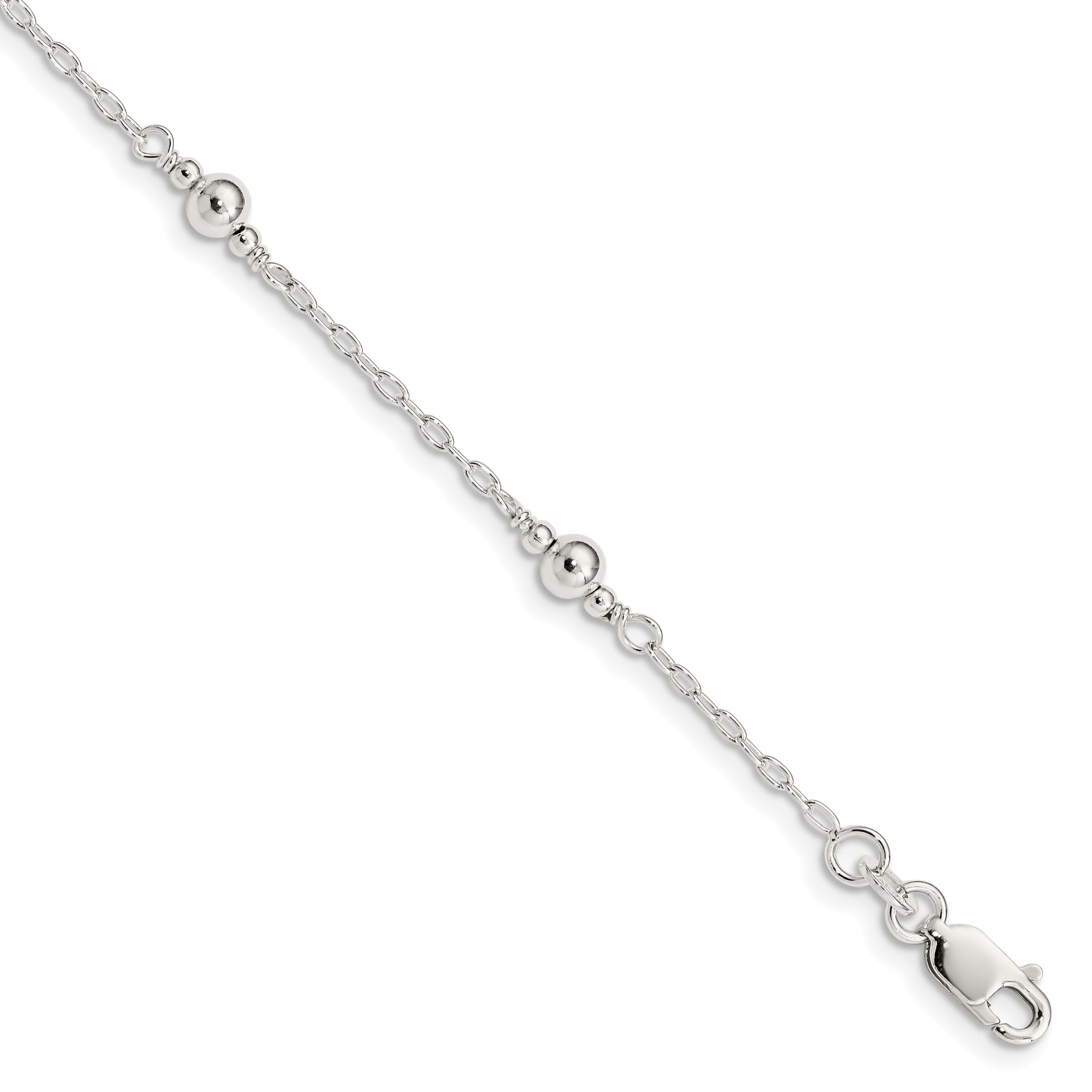 Sterling Silver Polished Fancy Bead with 1in Extension Children's Bracelet Main image