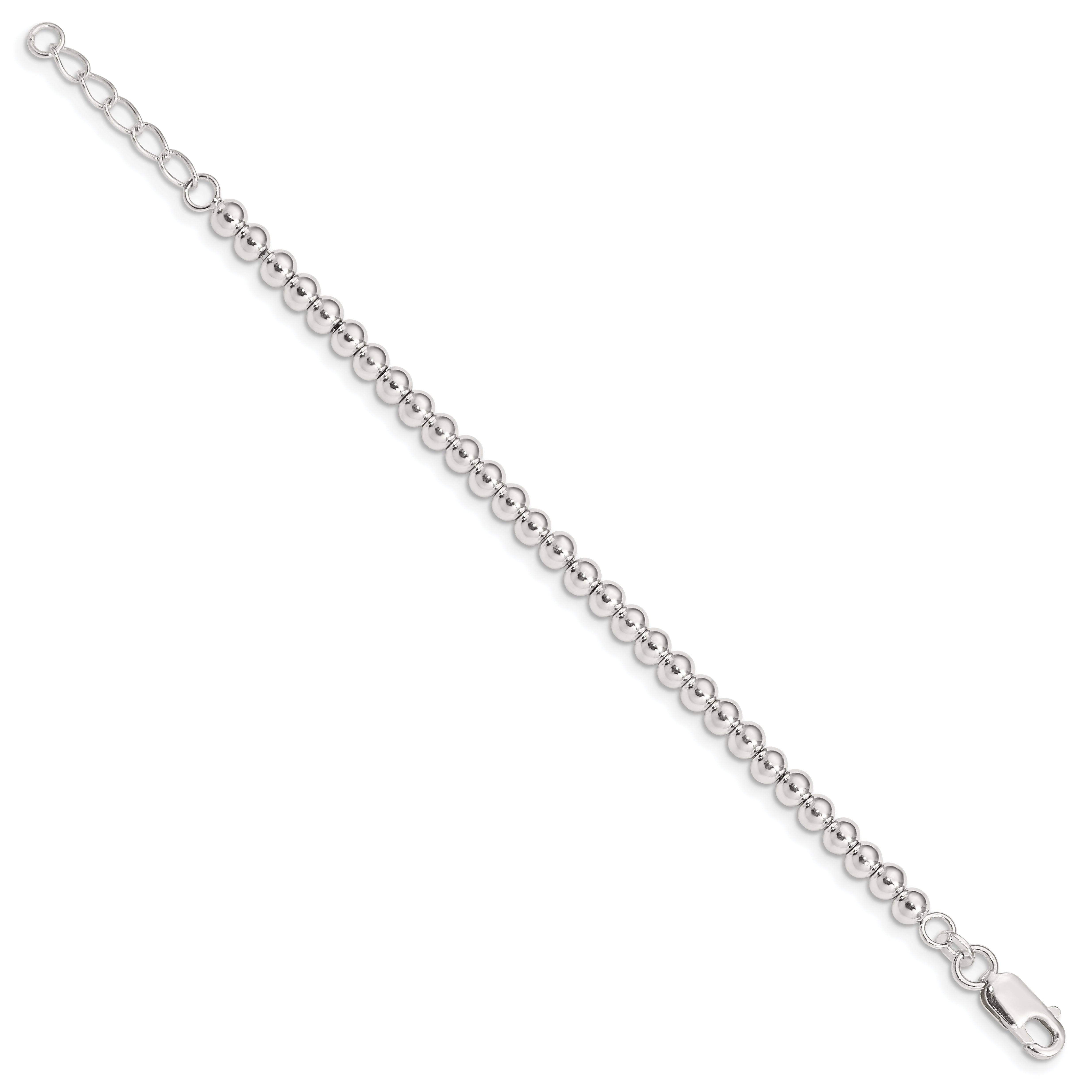 Sterling Silver Polished Beaded Chain with 1in Ext. Children's Bracelet Secondary image