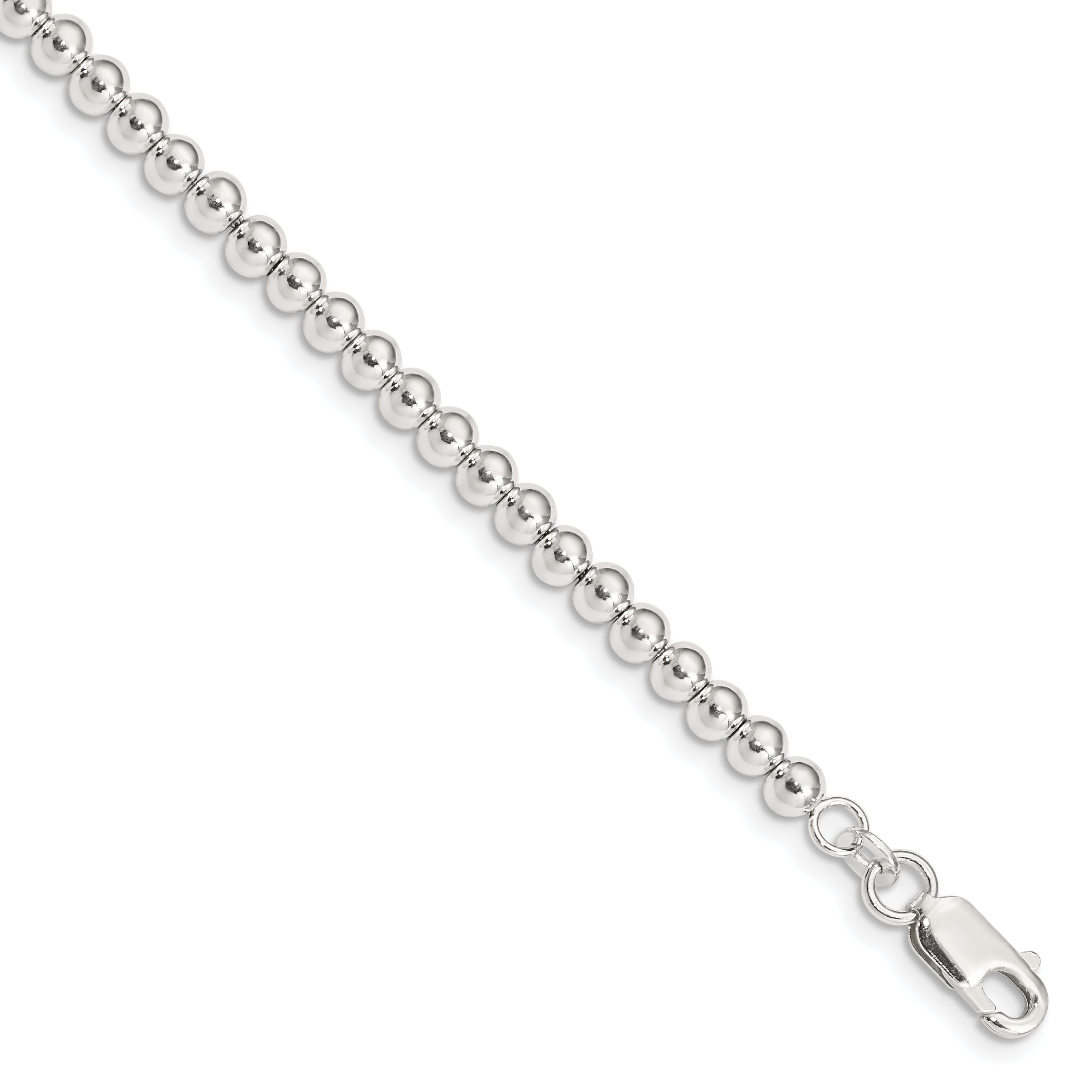 Sterling Silver Polished Beaded Chain with 1in Ext. Children's Bracelet Main image