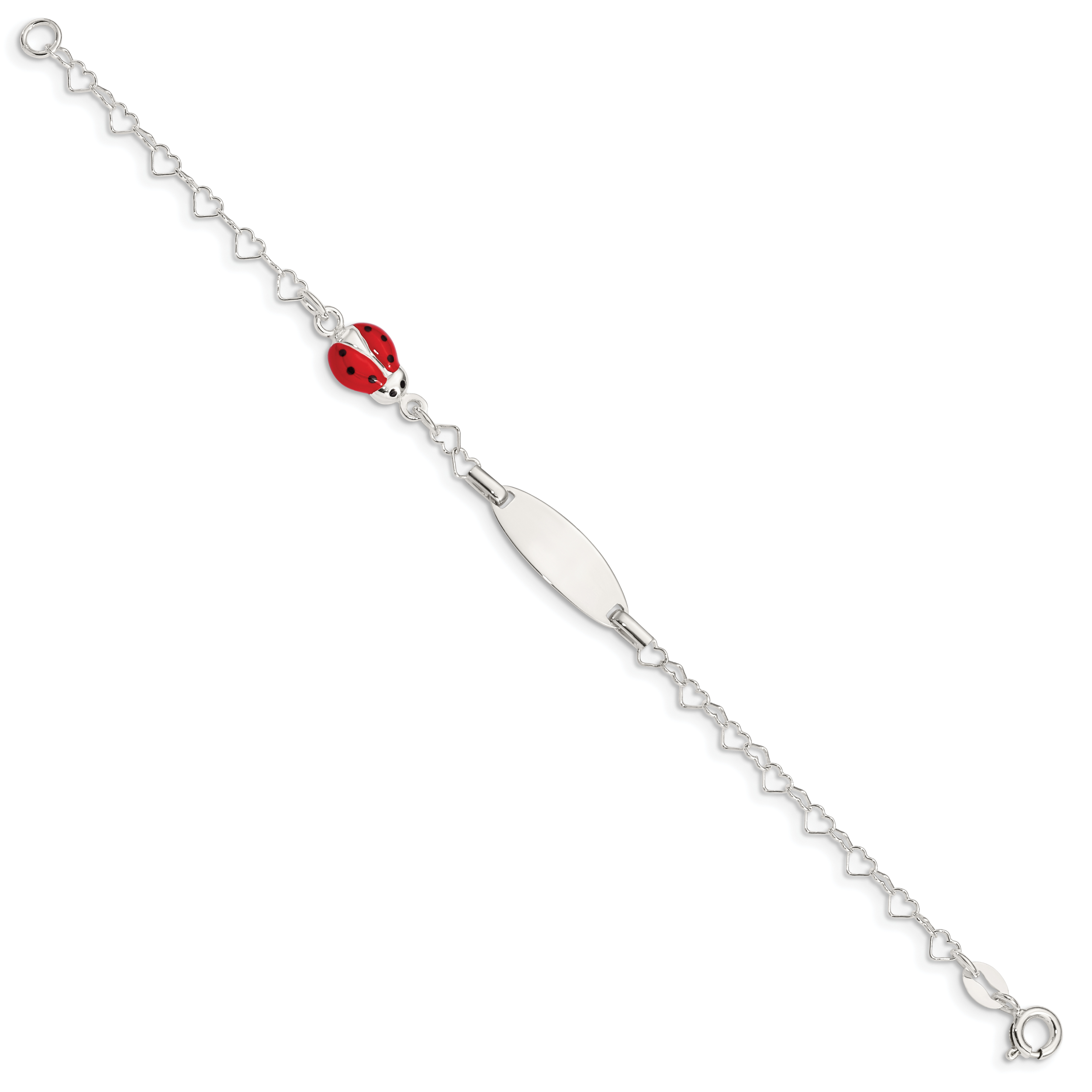Sterling Silver Polished Lady Bug Baby Engraveable ID Bracelet Secondary image