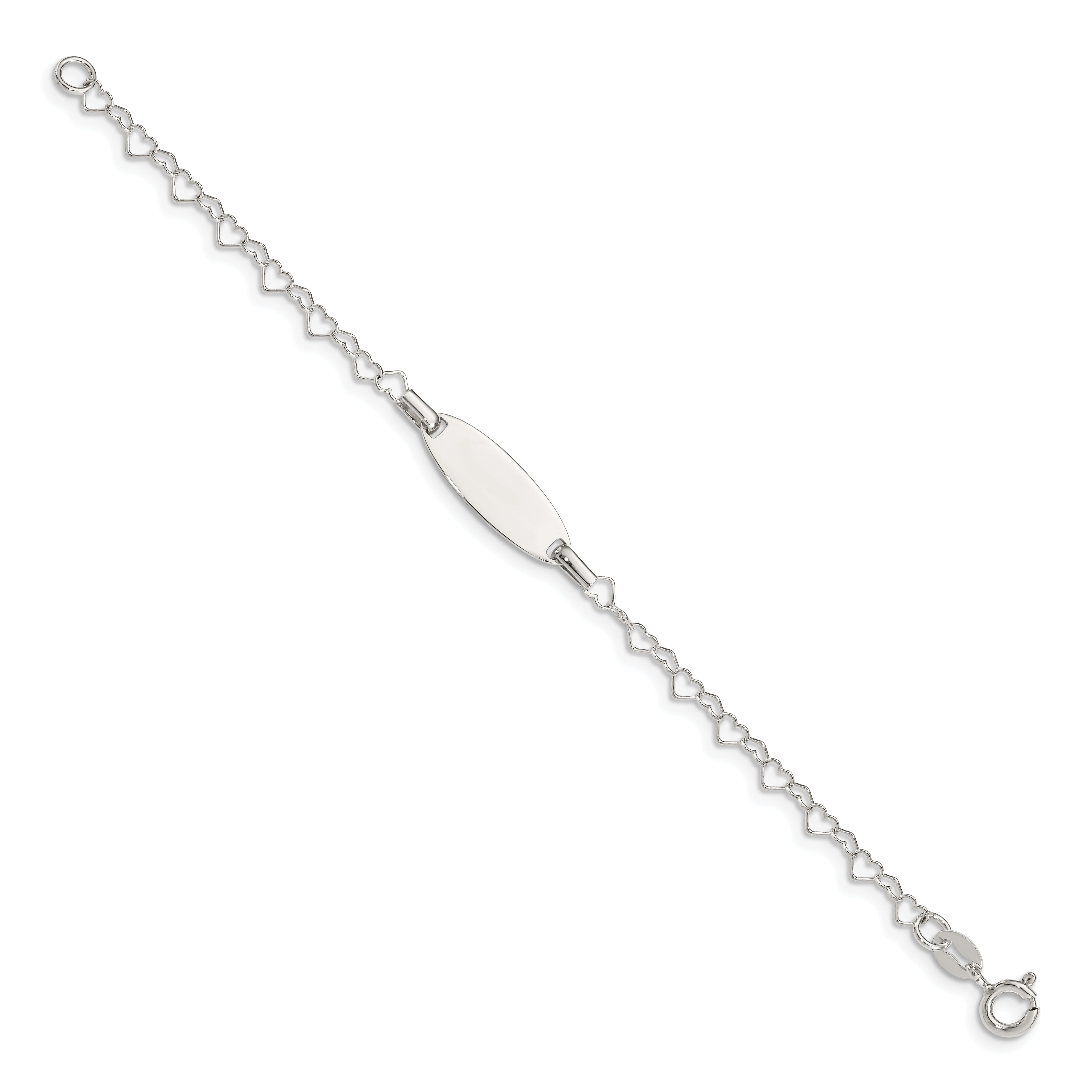 Sterling Silver Polished Engraveable Children's ID Heart Link Bracelet Secondary image