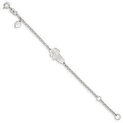 Sterling Silver Polished Childrens Teddy Bear 5in Plus 1in Ext ID Bracelet