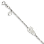 Sterling Silver Polished Childrens Teddy Bear 5in Plus 1in Ext ID Bracelet