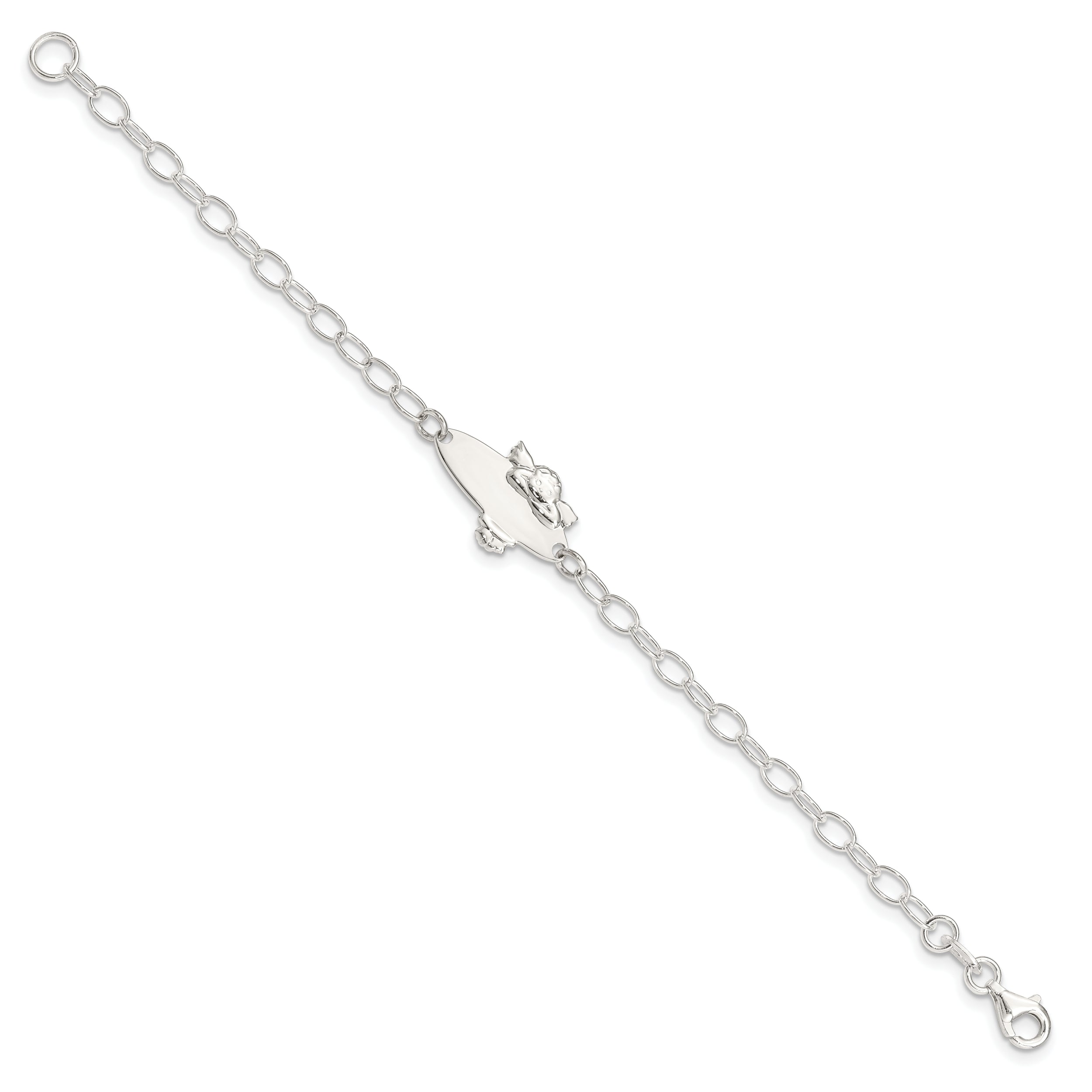 Sterling Silver Polished Angel Baby Engraveable ID Bracelet