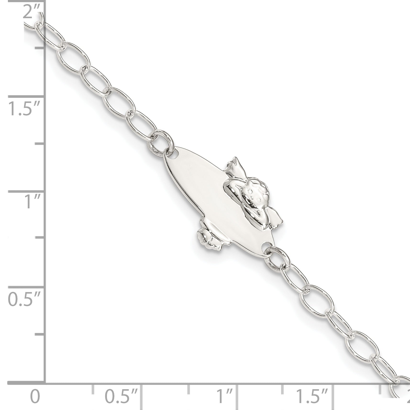 Sterling Silver Polished Angel Baby Engraveable ID Bracelet