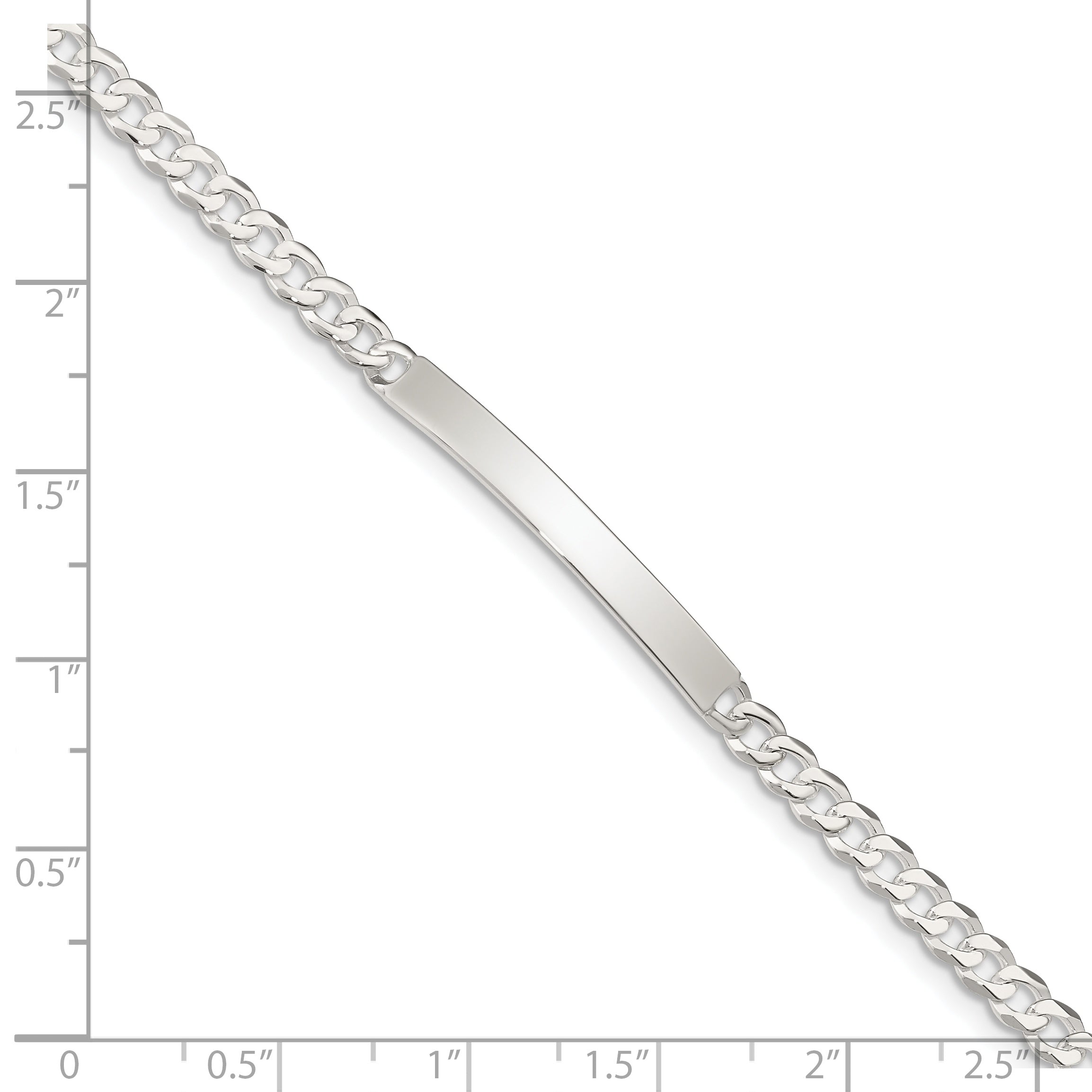 Sterling Silver Curb Link ID Bracelet