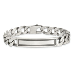 Sterling Silver Antiqued Satin  Curb Link ID Bracelet
