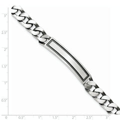 Sterling Silver Antiqued Satin  Curb Link ID Bracelet