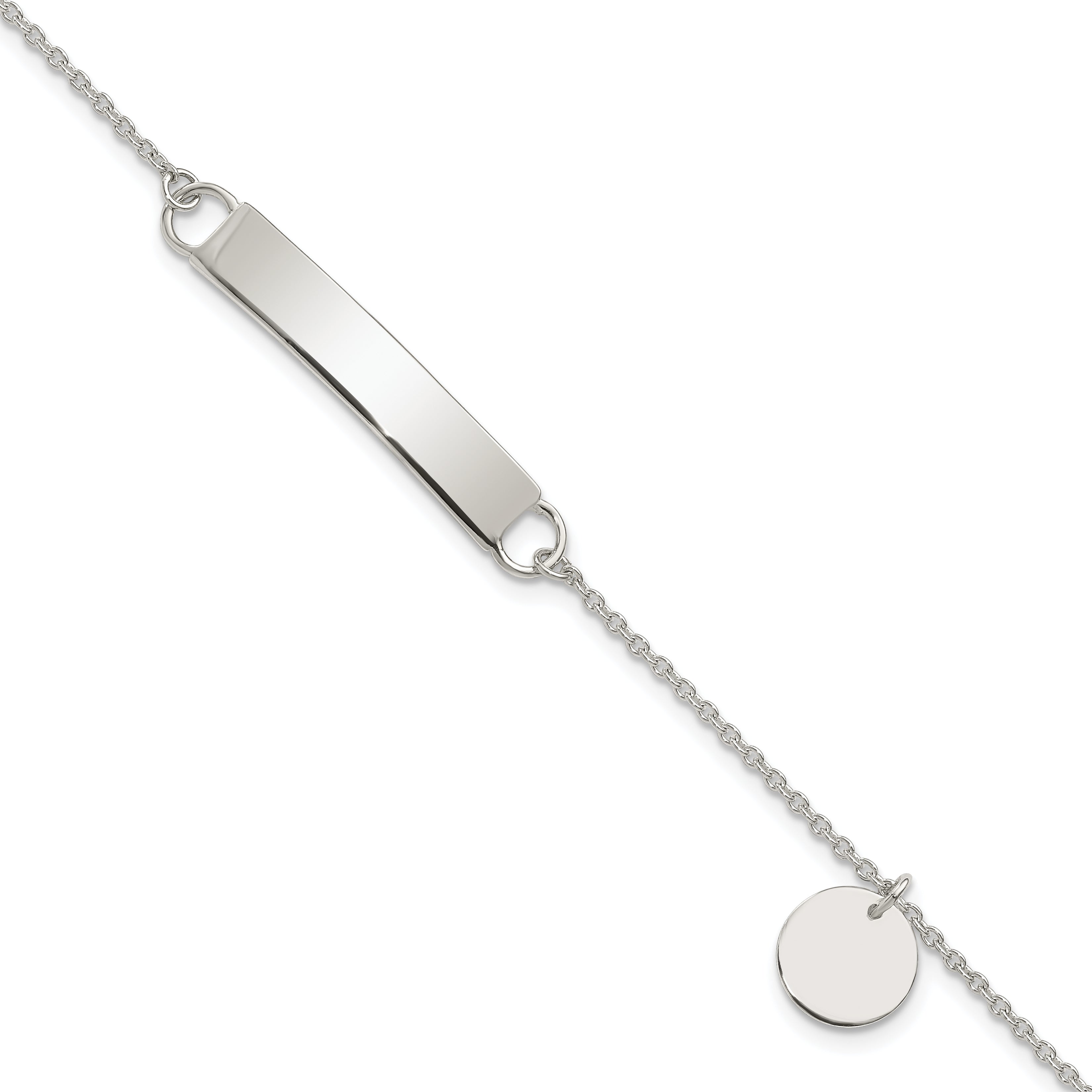Sterling Silver Polished 7.5 inch Curb Link ID Bracelet With Sliding Accent Main image