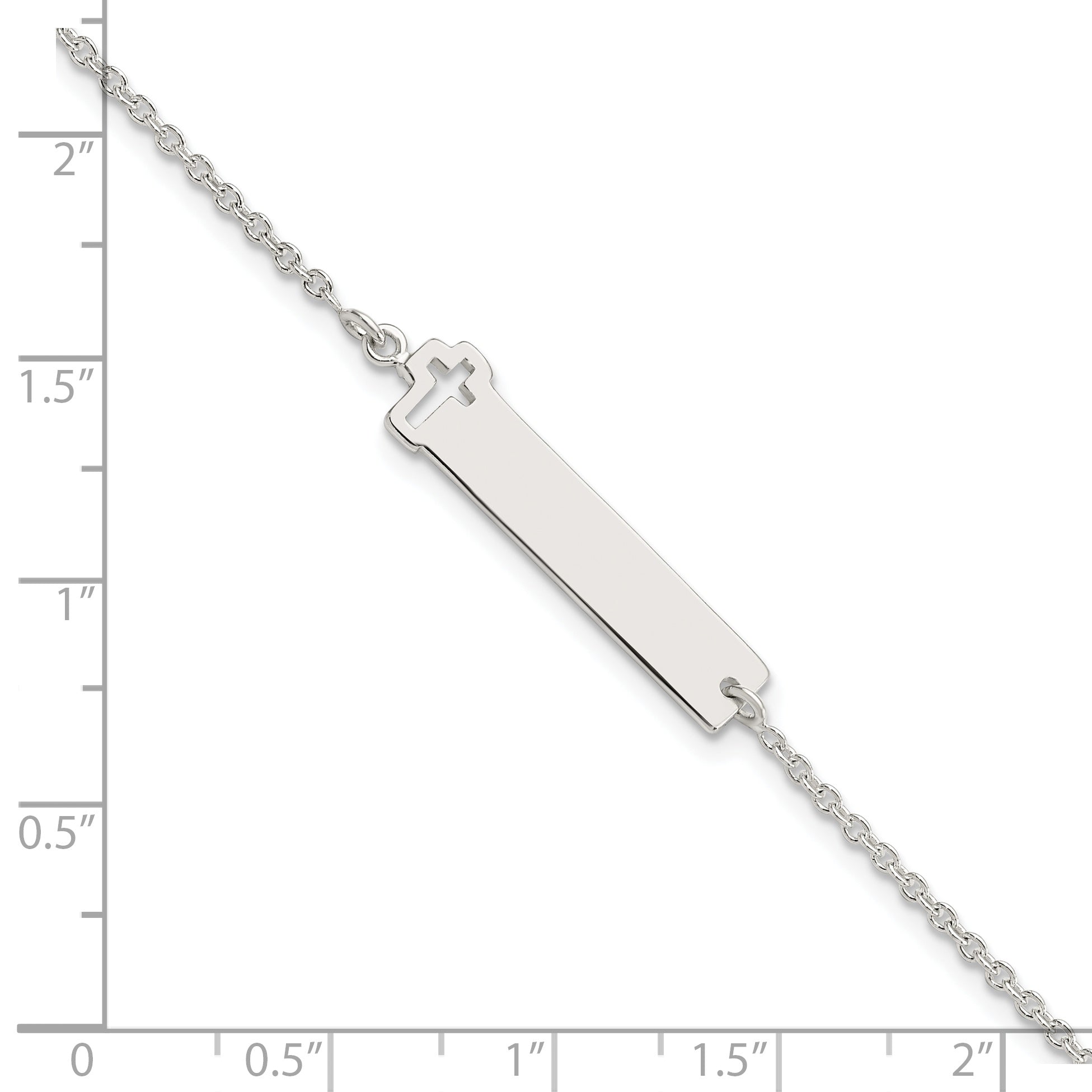 Sterling Silver Polished Cross ID 7in Bracelet Secondary image