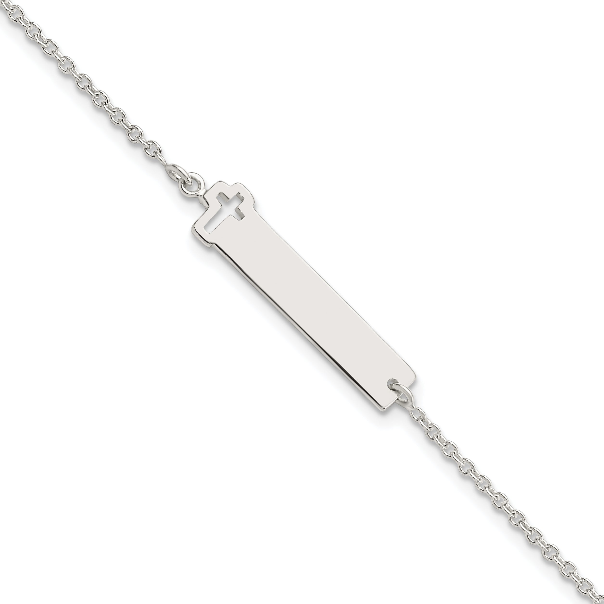 Sterling Silver Polished Cross ID 7in Bracelet Main image