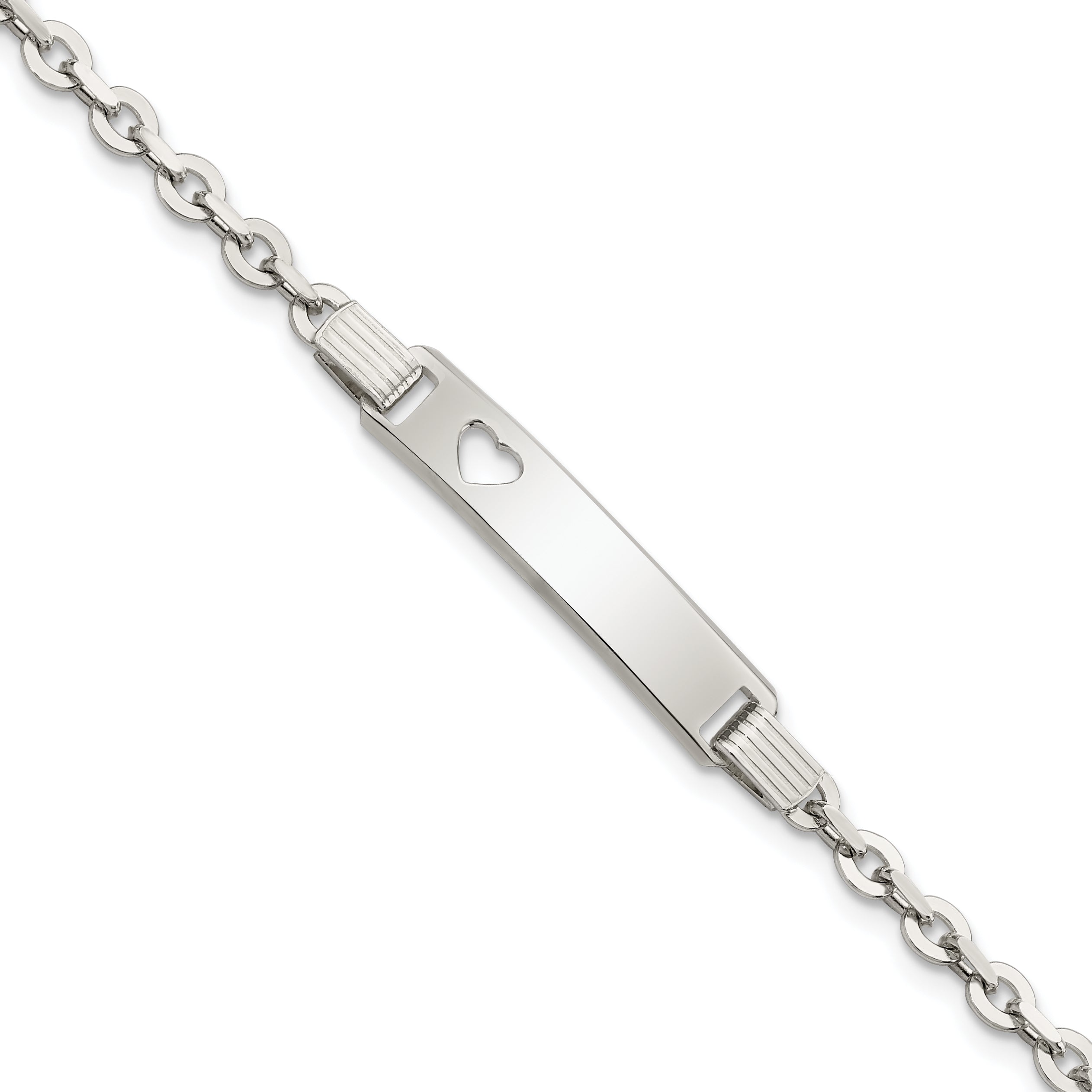Sterling Silver Polished ID W/Heart Bracelet Main image