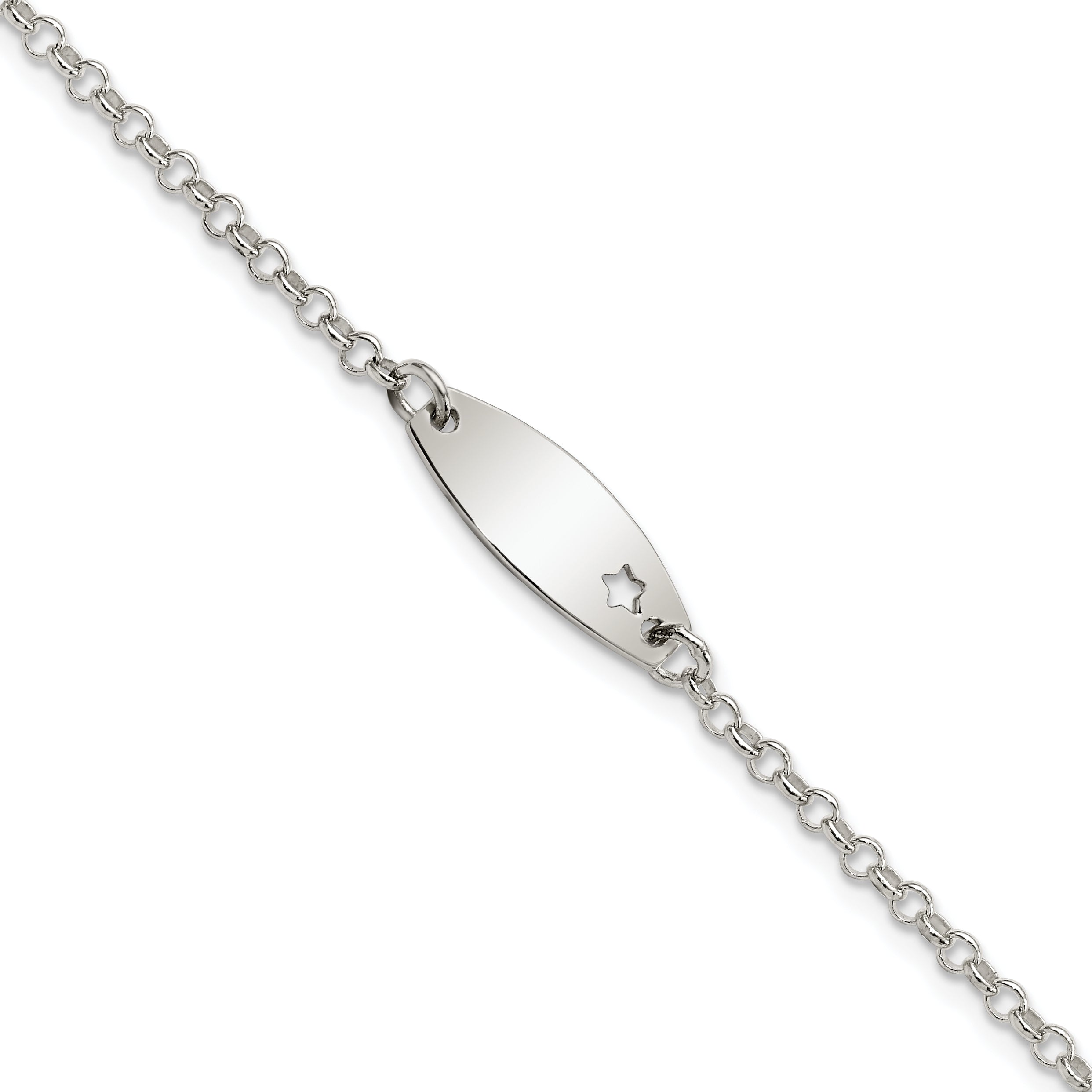Sterling Silver Childrens Polished ID with Star Bracelet Main image