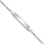 Heart Plate ID Bracelet in Sterling Silver, 6x27mm Engravable, 5.5 Inch - Sophia Jewelers