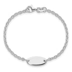 Sterling Silver Engravable Cable Link 15x7mm Oval Plate 6 inch ID Bracelet