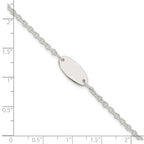 Sterling Silver Engravable Cable Link 15x7mm Oval Plate 6 inch ID Bracelet