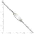 Sterling Silver Engravable Figaro Link 20x7mm Oval Plate 6 inch ID Bracelet