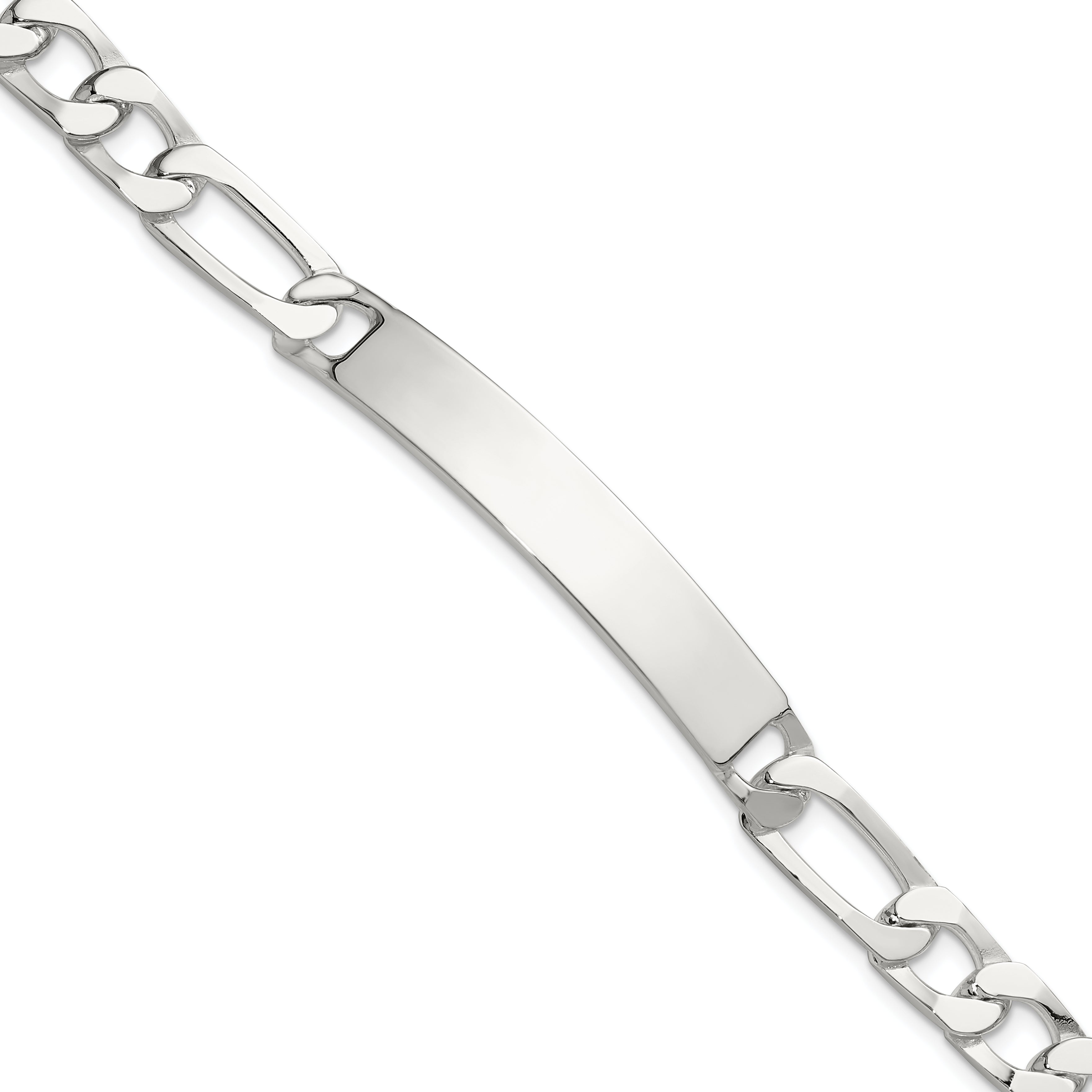 Sterling Silver 8in Figaro ID Bracelet Main image