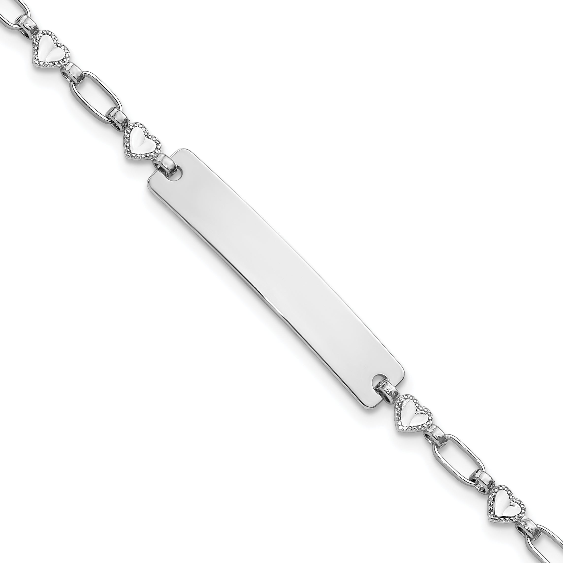 Sterling Silver Rhodium-Rhodium-Plated 7.5 inch Hearts ID Bracelet Main image