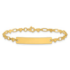 Sterling Silver Flash Gold-plated Engravable Heart Link 30x5.5mm Plate 6.5 inch ID Bracelet