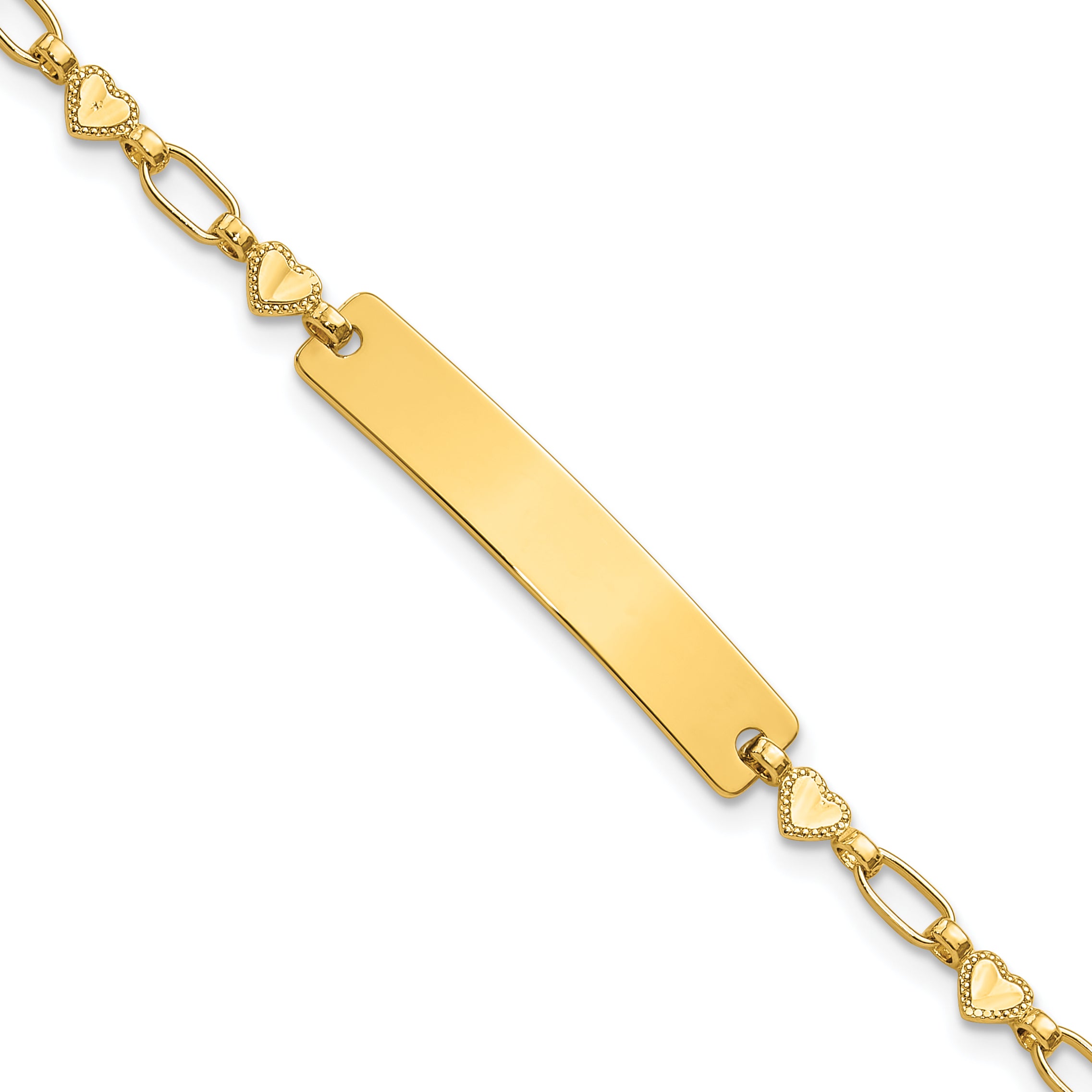 Sterling Silver Gold-tone 6.5 inch Hearts Children's ID Bracelet Main image
