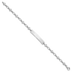 Sterling Silver Rhodium-plated Engravable Cross Link 30x5.5mm Plate 6.25 inch ID Bracelet
