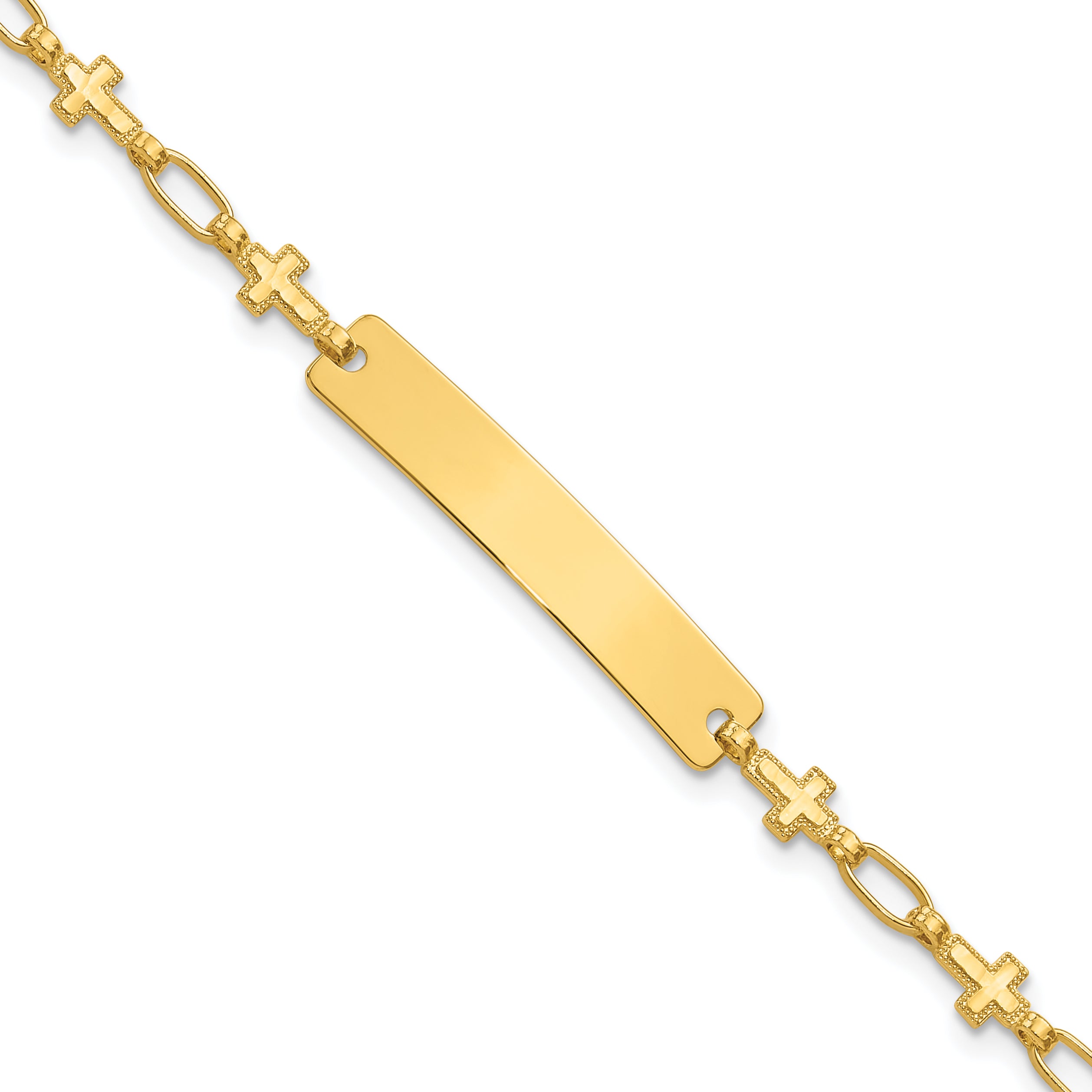 Sterling Silver Gold-tone 7.5 inch Cross ID Bracelet Main image