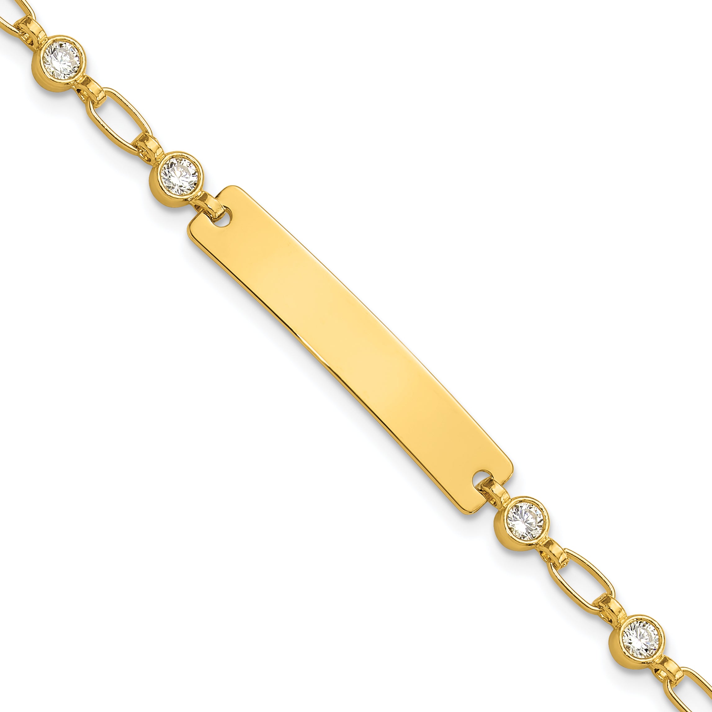 Sterling Silver Gold-tone 7.5 inch Bezel CZ ID Bracelet Main image