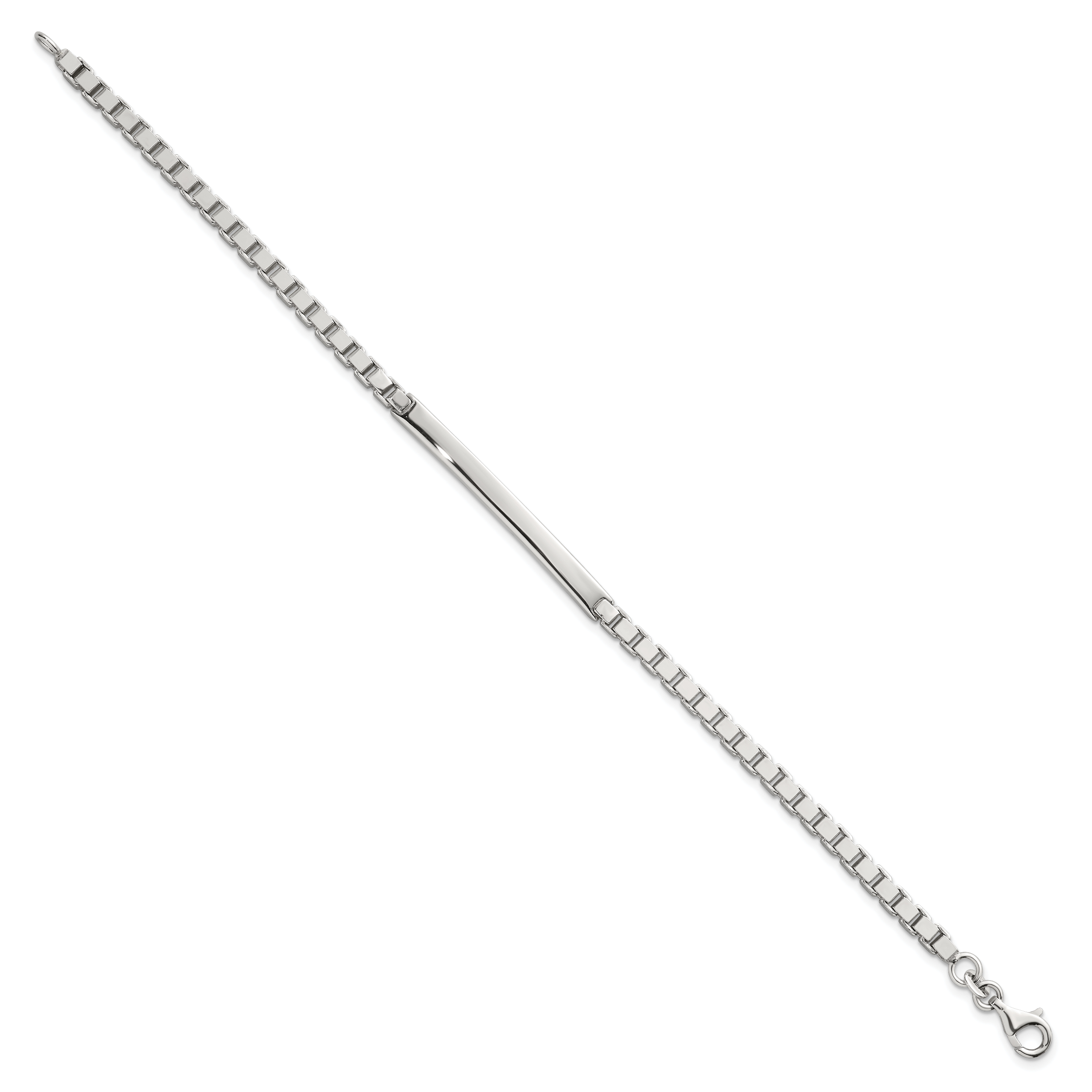 Sterling Silver Polished 3.7mm Box Chain 8 Inch ID Bar Mens Bracelet Secondary image