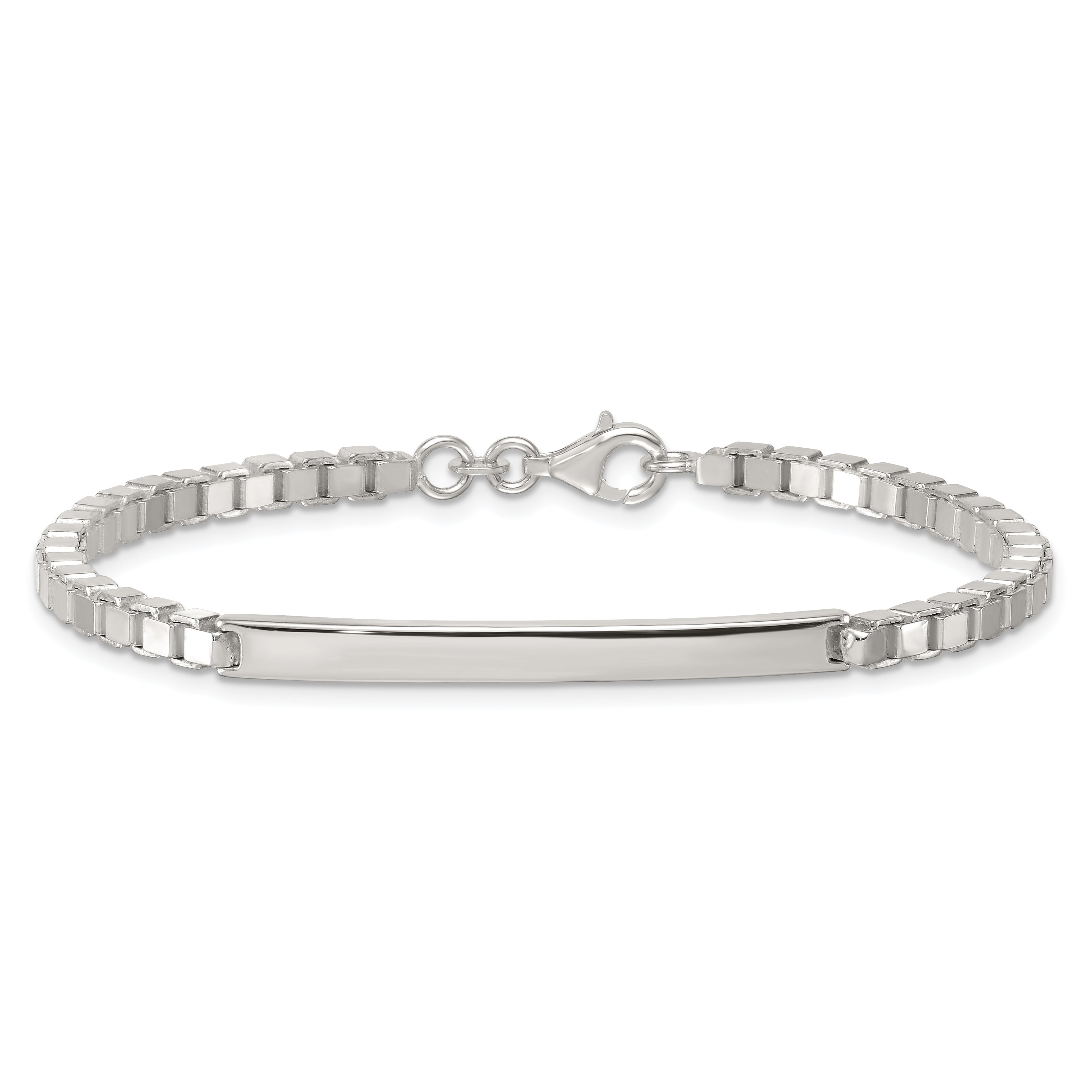 Sterling Silver Polished 3.7mm Box Chain 8 Inch ID Bar Mens Bracelet