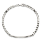 Sterling Silver Polished 3.7mm Box Chain 8 Inch ID Bar Mens Bracelet