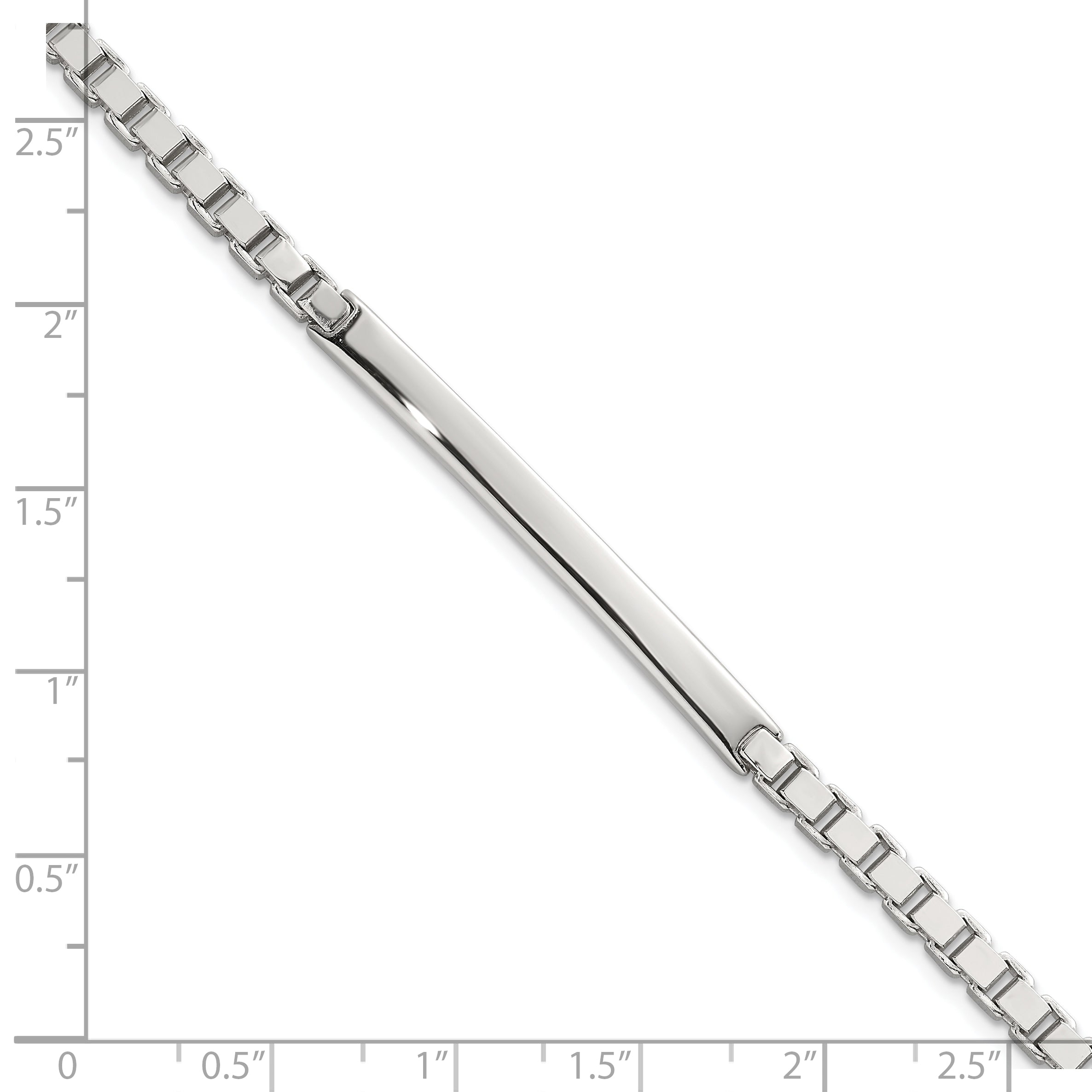Sterling Silver Polished 3.7mm Box Chain 8 Inch ID Bar Mens Bracelet
