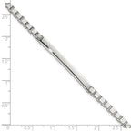 Sterling Silver Polished 3.7mm Box Chain 8 Inch ID Bar Mens Bracelet