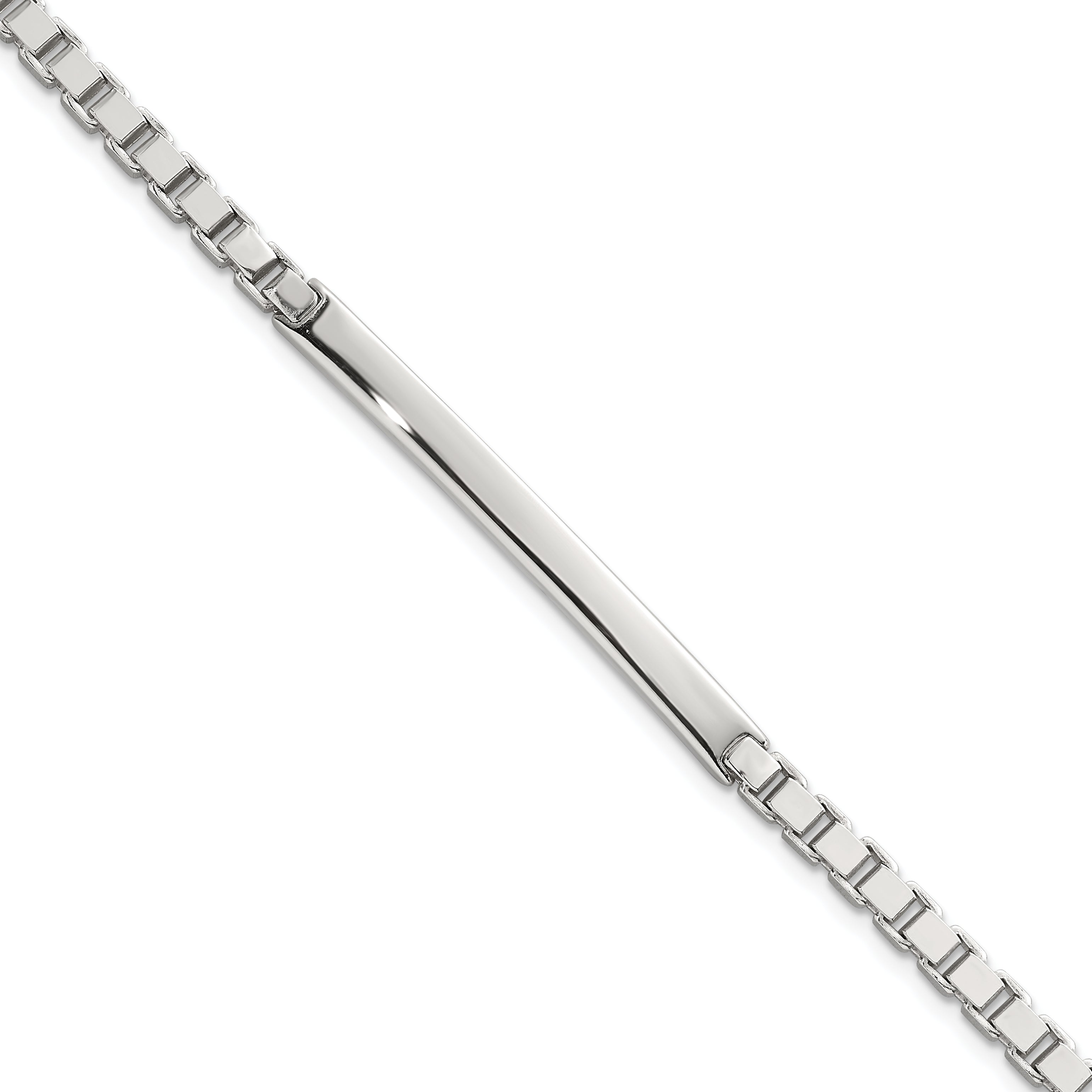 Sterling Silver Polished 3.7mm Box Chain 8 Inch ID Bar Mens Bracelet Main image