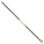 Sterling Silver Antiqued Brushed Fancy Box Link 6.00 x 48mm Rectangle Plate 8 inch ID Bracelet