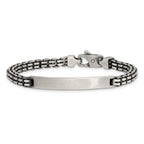Sterling Silver Antiqued Brushed Fancy Box Link 6.00 x 48mm Rectangle Plate 8 inch ID Bracelet